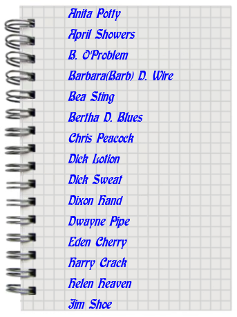 Notepad with some funny English names