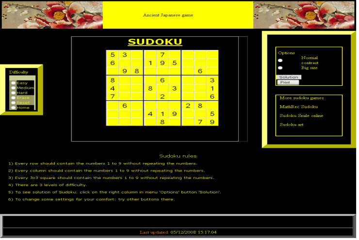Web site Sudoku