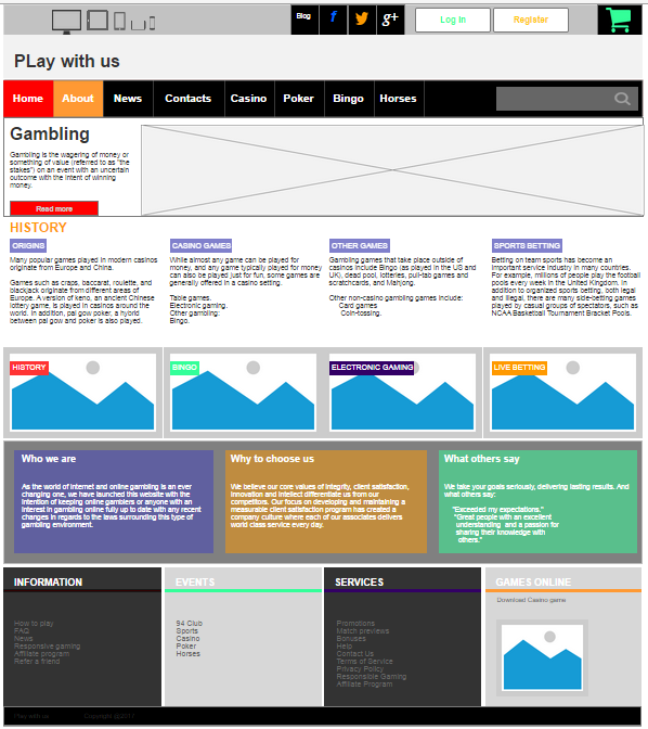 About page wireframe