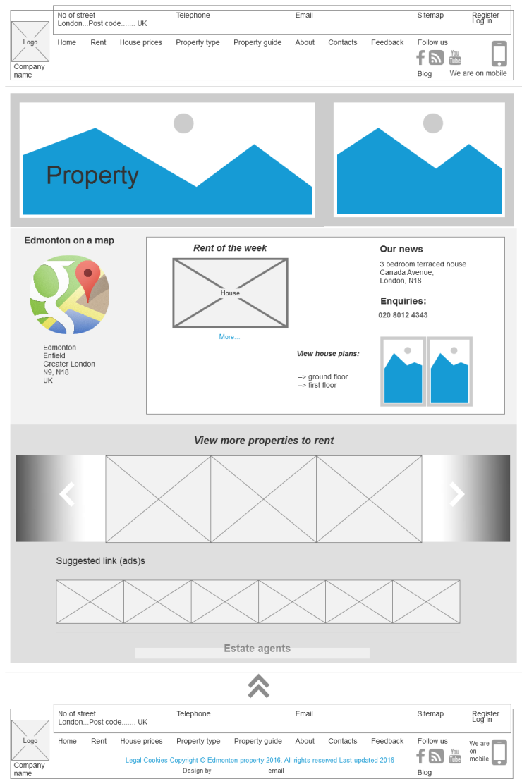 Estate agency wireframe